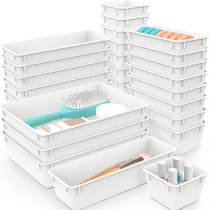 Set mit 25 Kunststoff-Schubladen-Organizer-Schalen für Küche, Bad und Büro
