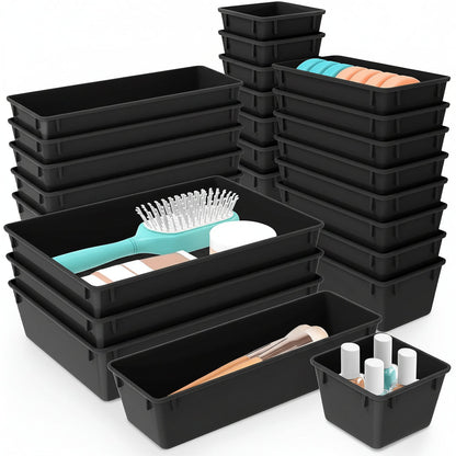 Set mit 25 Kunststoff-Schubladen-Organizer-Schalen für Küche, Bad und Büro