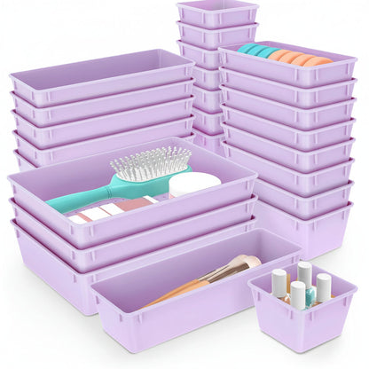 Set mit 25 Kunststoff-Schubladen-Organizer-Schalen für Küche, Bad und Büro