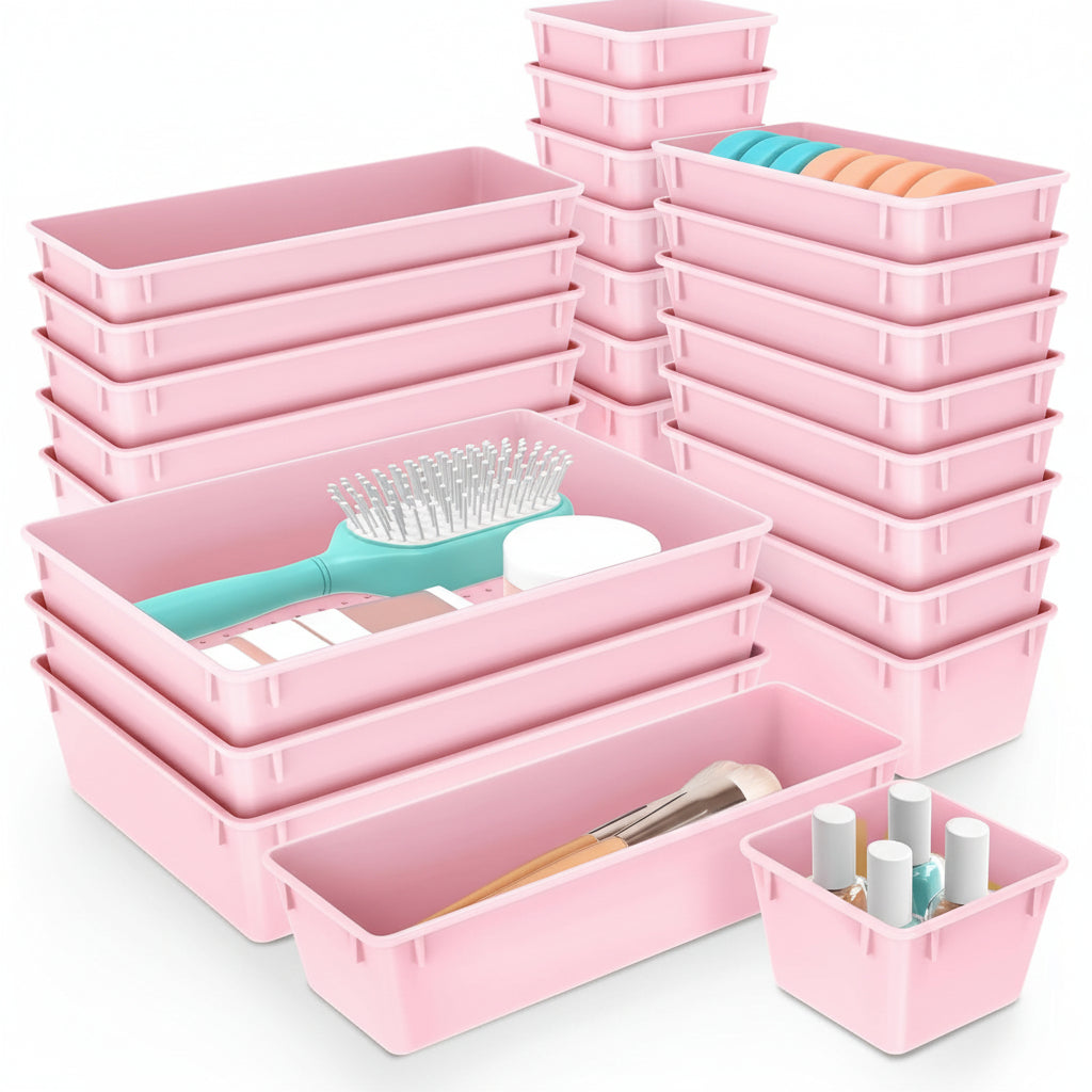 Set mit 25 Kunststoff-Schubladen-Organizer-Schalen für Küche, Bad und Büro