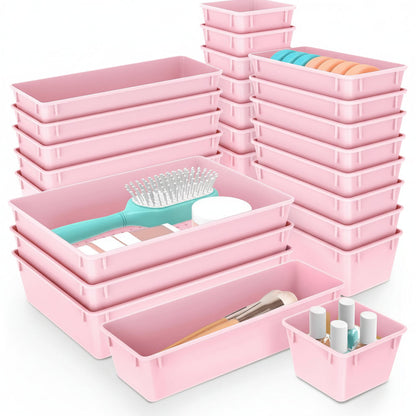 Set mit 25 Kunststoff-Schubladen-Organizer-Schalen für Küche, Bad und Büro