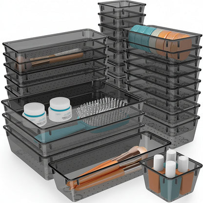 Set mit 25 Kunststoff-Schubladen-Organizer-Schalen für Küche, Bad und Büro
