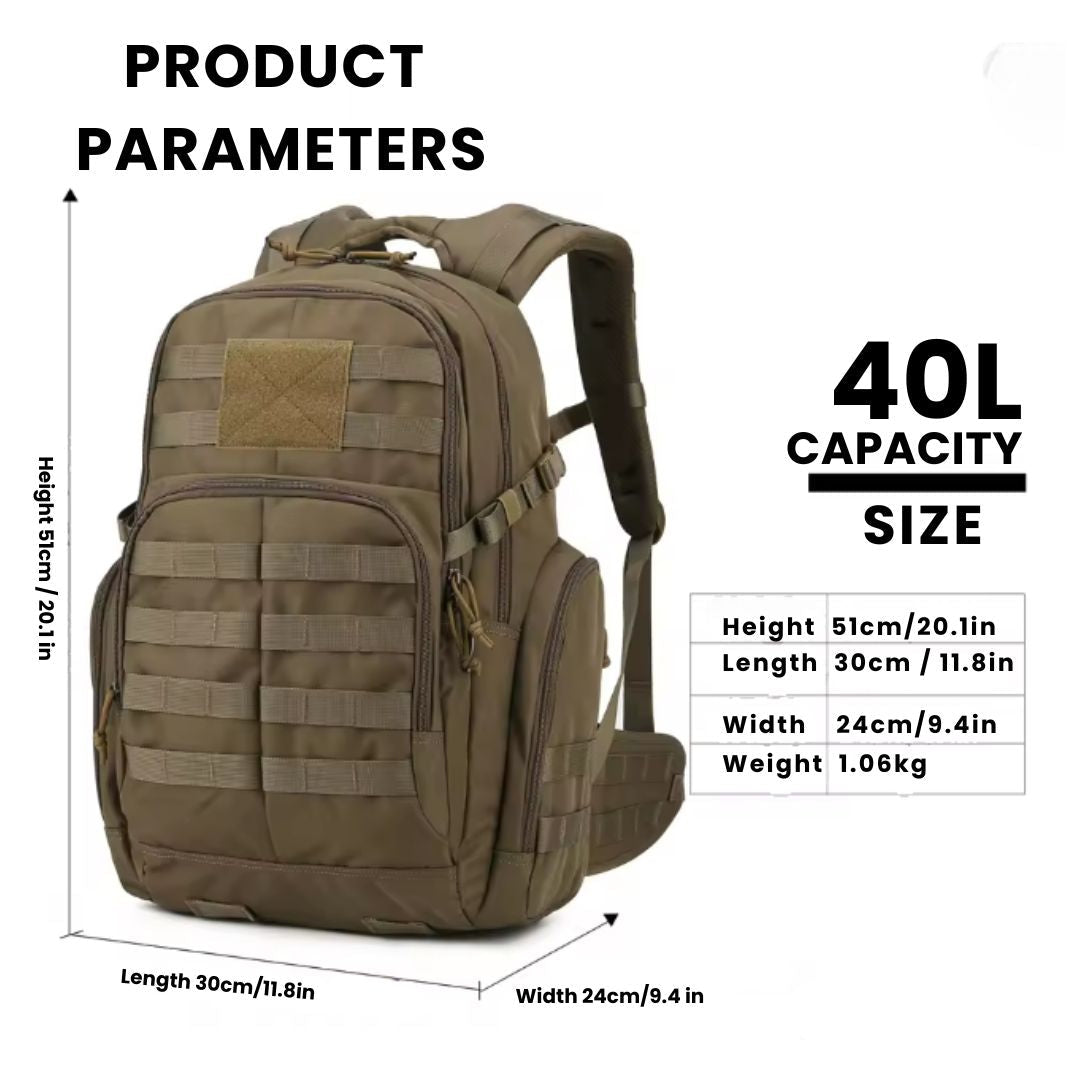 25L Tactical Backpack Water Resistant MOLLE Rucksack with Hydration Compartment