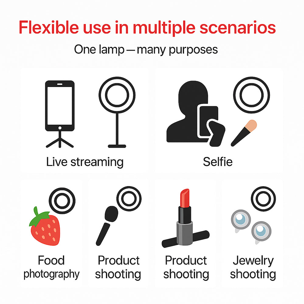 26 cm LED Ring Light with Adjustable Stand and Phone Holder