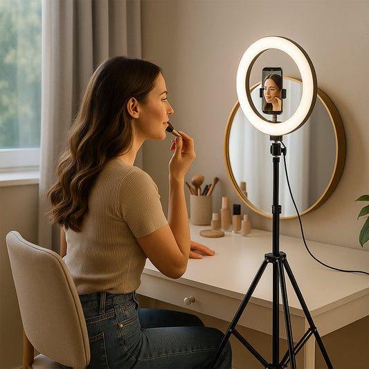 26 cm LED Ring Light with Adjustable Stand and Phone Holder