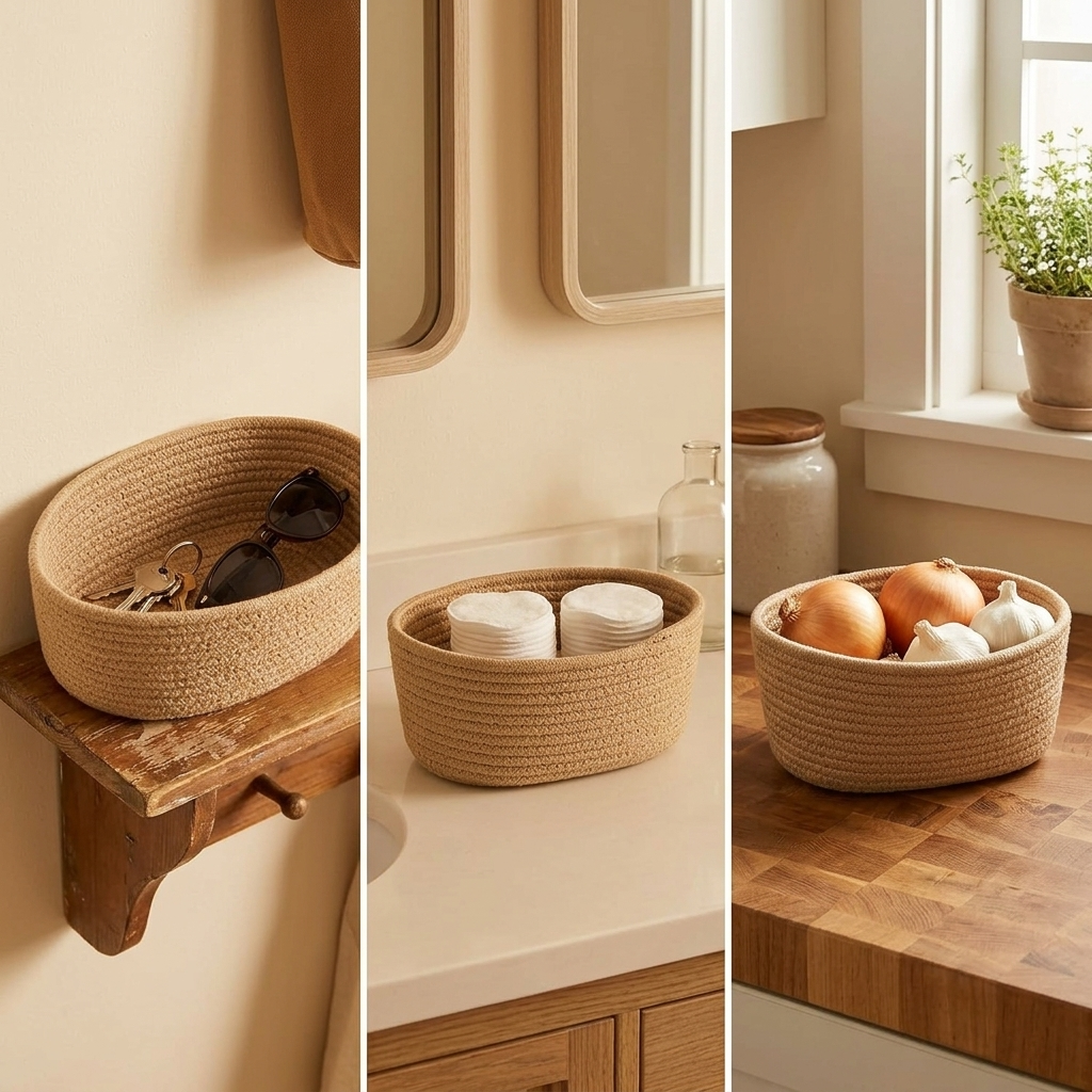 3-Tier Hanging Basket Organiser with Over-Door Hook and Detachable Baskets