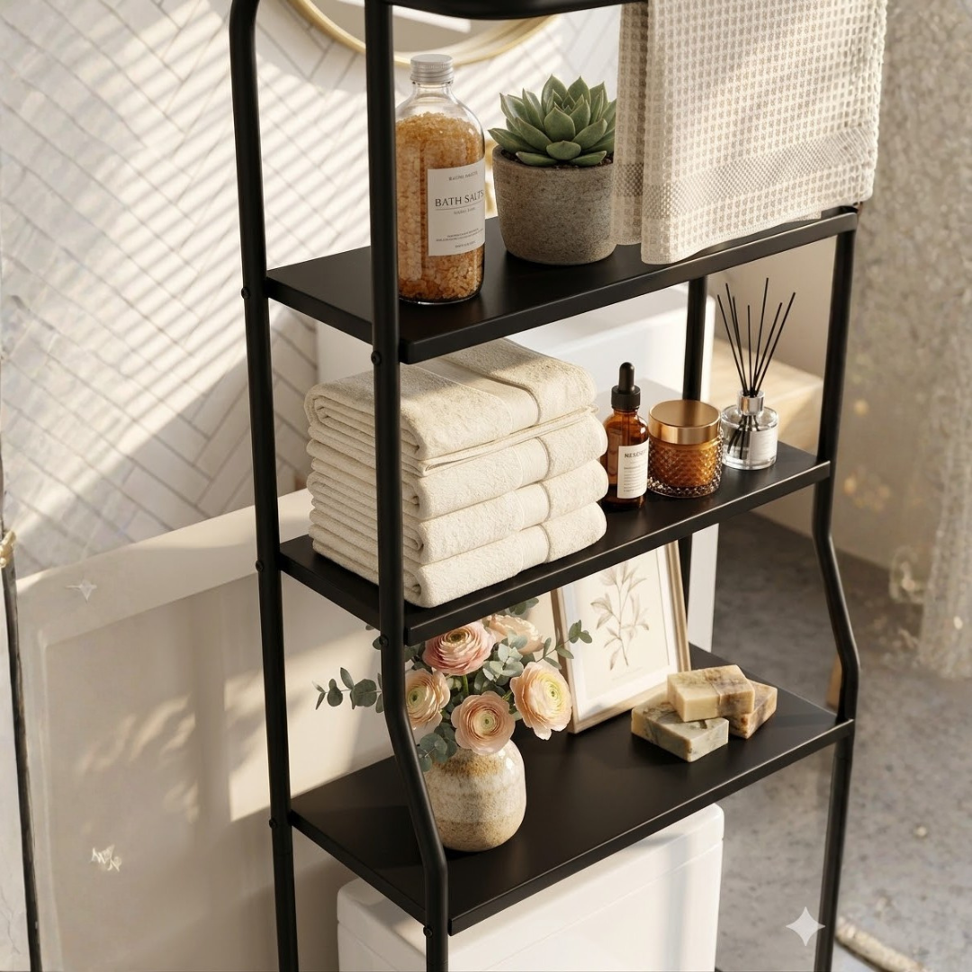 3-Tier Over-Toilet Bathroom Shelf with Space-Saving Storage