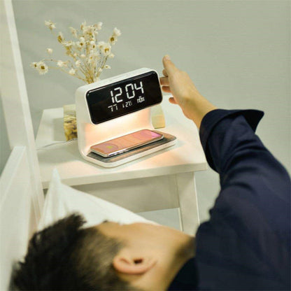 3 in 1 Bedside Lamp with Wireless Charger and Alarm Clock