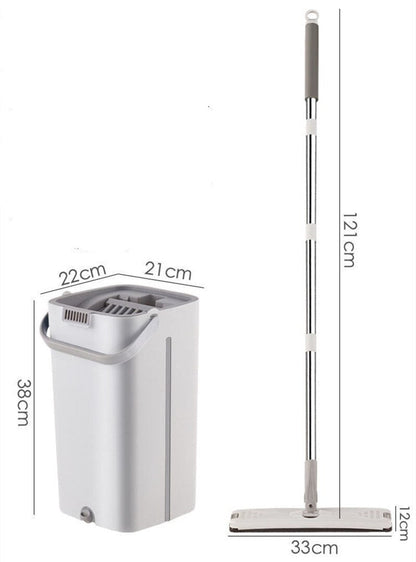 360° Mop and Bucket Set with Aluminum Handle and Microfiber Pads