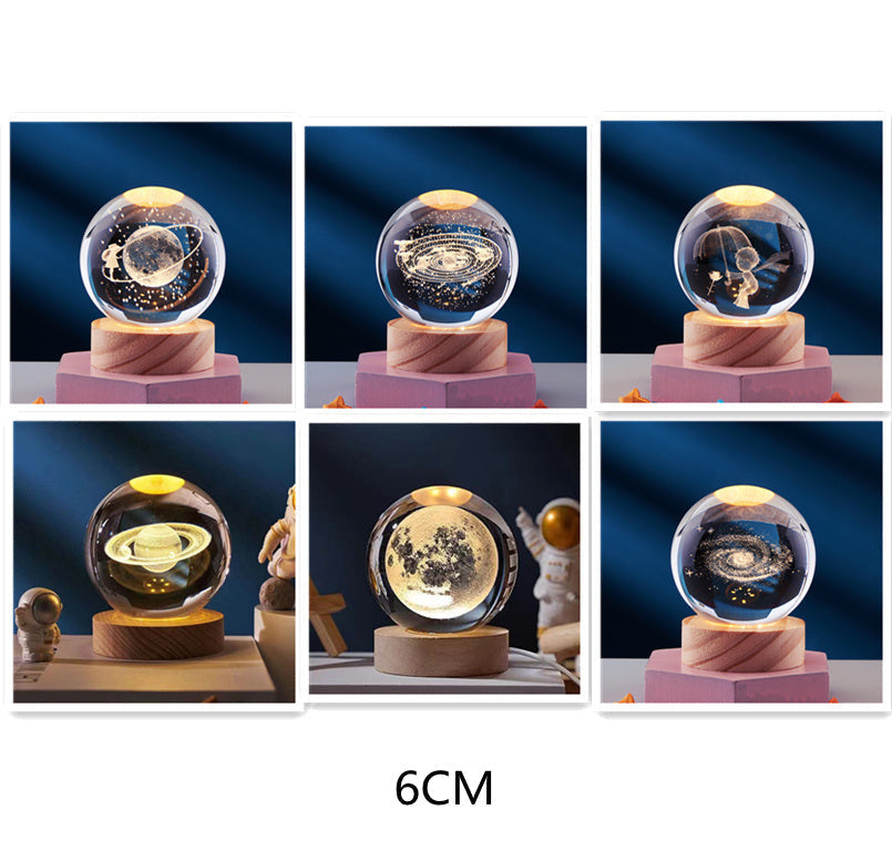 3D Crystal Night Lamp with LED USB Lighting