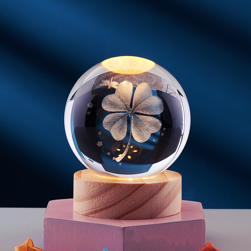 3D Crystal Night Lamp with LED USB Lighting