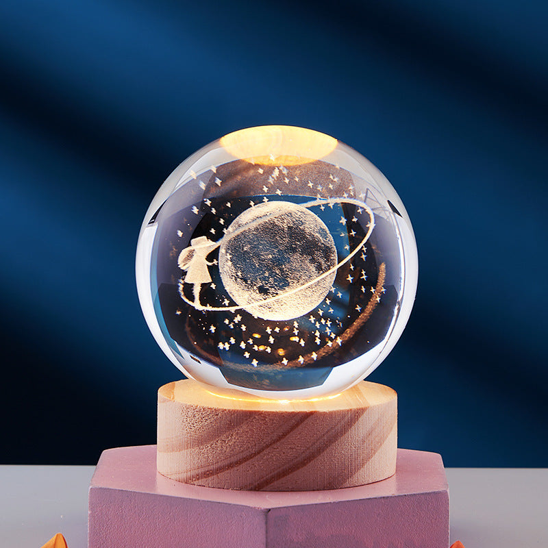 3D Crystal Night Lamp with LED USB Lighting