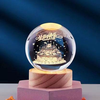 3D Crystal Night Lamp with LED USB Lighting