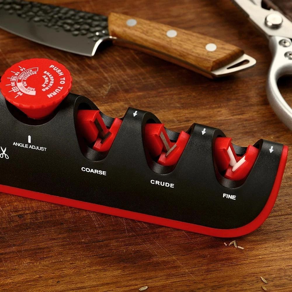 4-in-1 Adjustable Knife & Scissors Sharpener with 14°–24° Angle Control