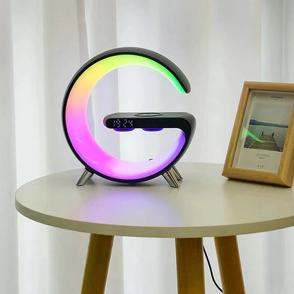 4 in 1 Smart Alarm Clock with Mood Light Speaker and Wireless Charger