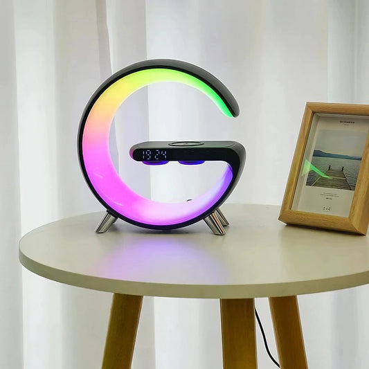 4 in 1 Smart Alarm Clock with Mood Light Speaker and Wireless Charger