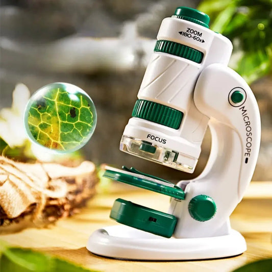60–180x Zoom Pocket Microscope for Kids with LED Portable Science Kit