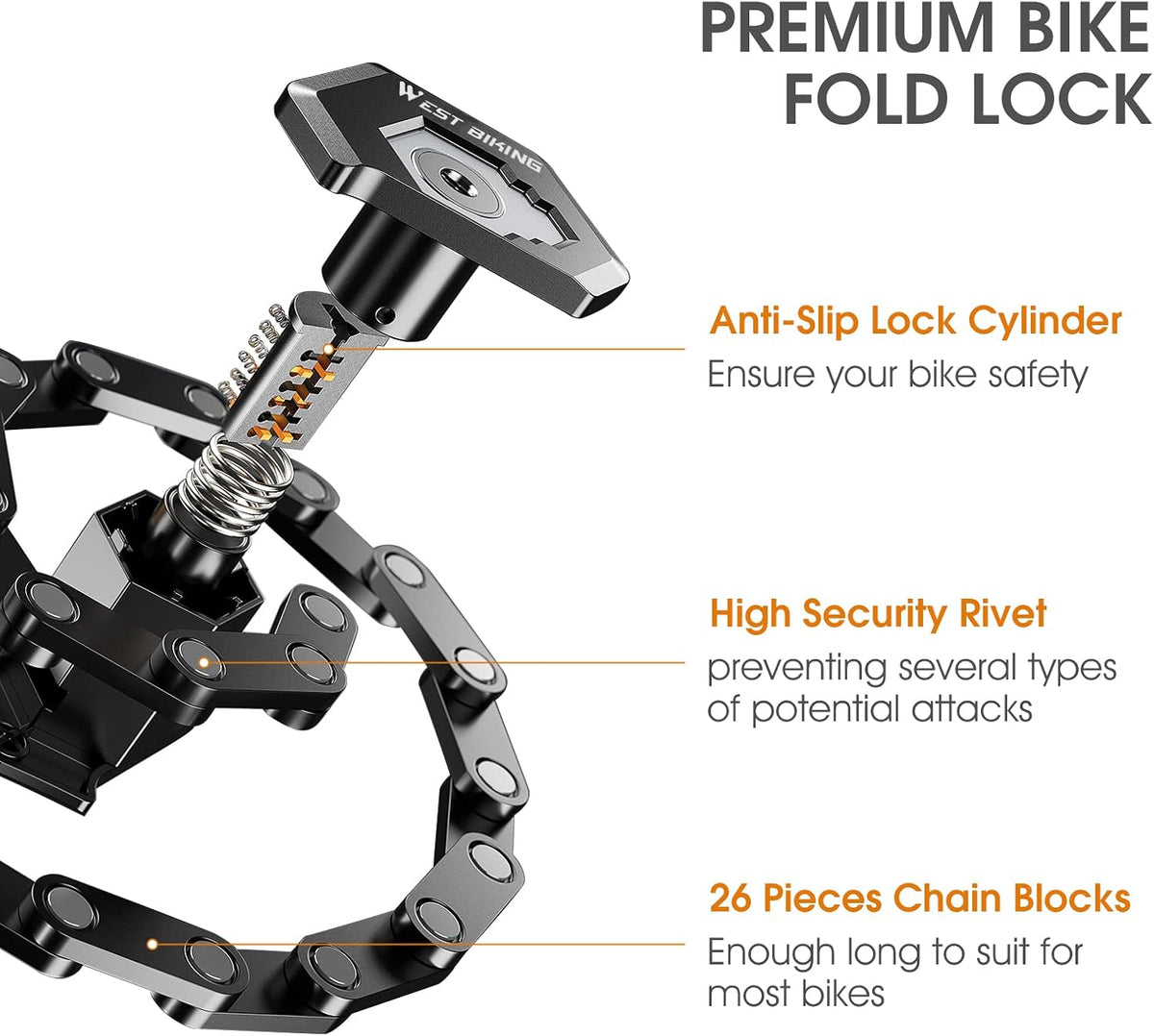 TitanLock Pro extra stevig opvouwbaar fietsslot met bevestiging