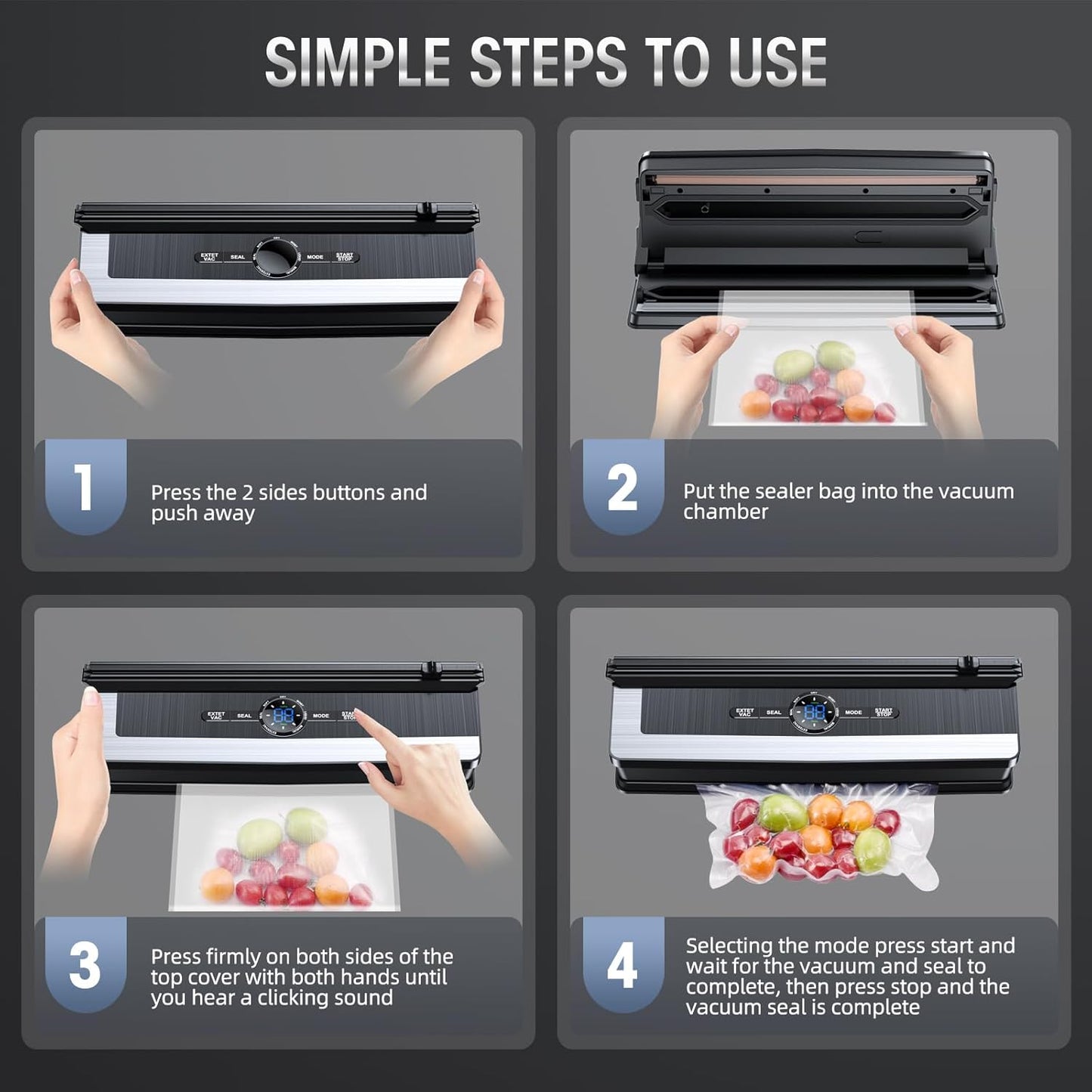 8 in 1 Vacuum Sealer Food Saver Machine with Built In Cutter for Fresh Storage