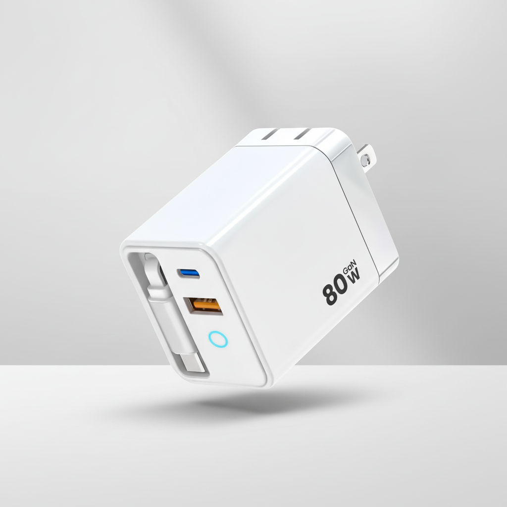 80W GaN USB-C Charger with Built-In Cable