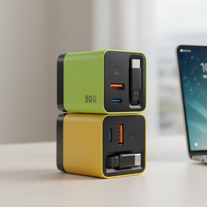 80W GaN USB-C Charger with Built-In Cable