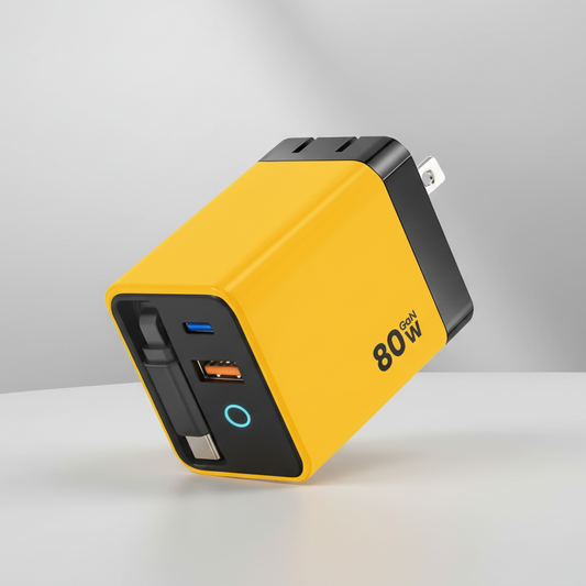 80W GaN USB-C Charger with Built-In Cable