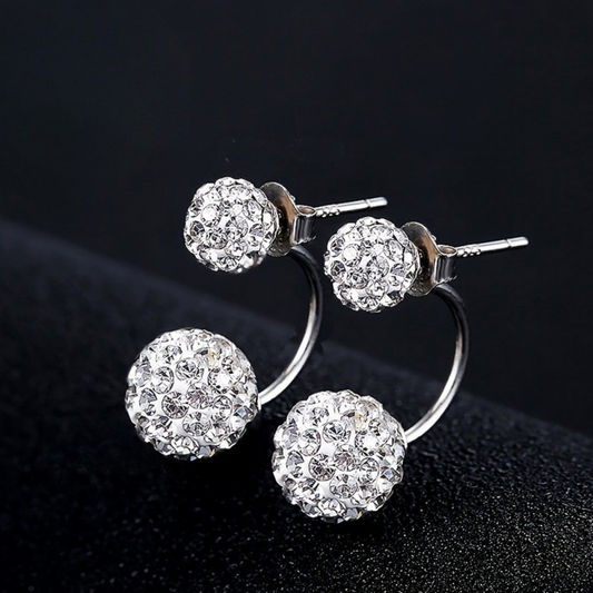 Orecchini a lobo a fiore in argento sterling 925 con zirconi cubici