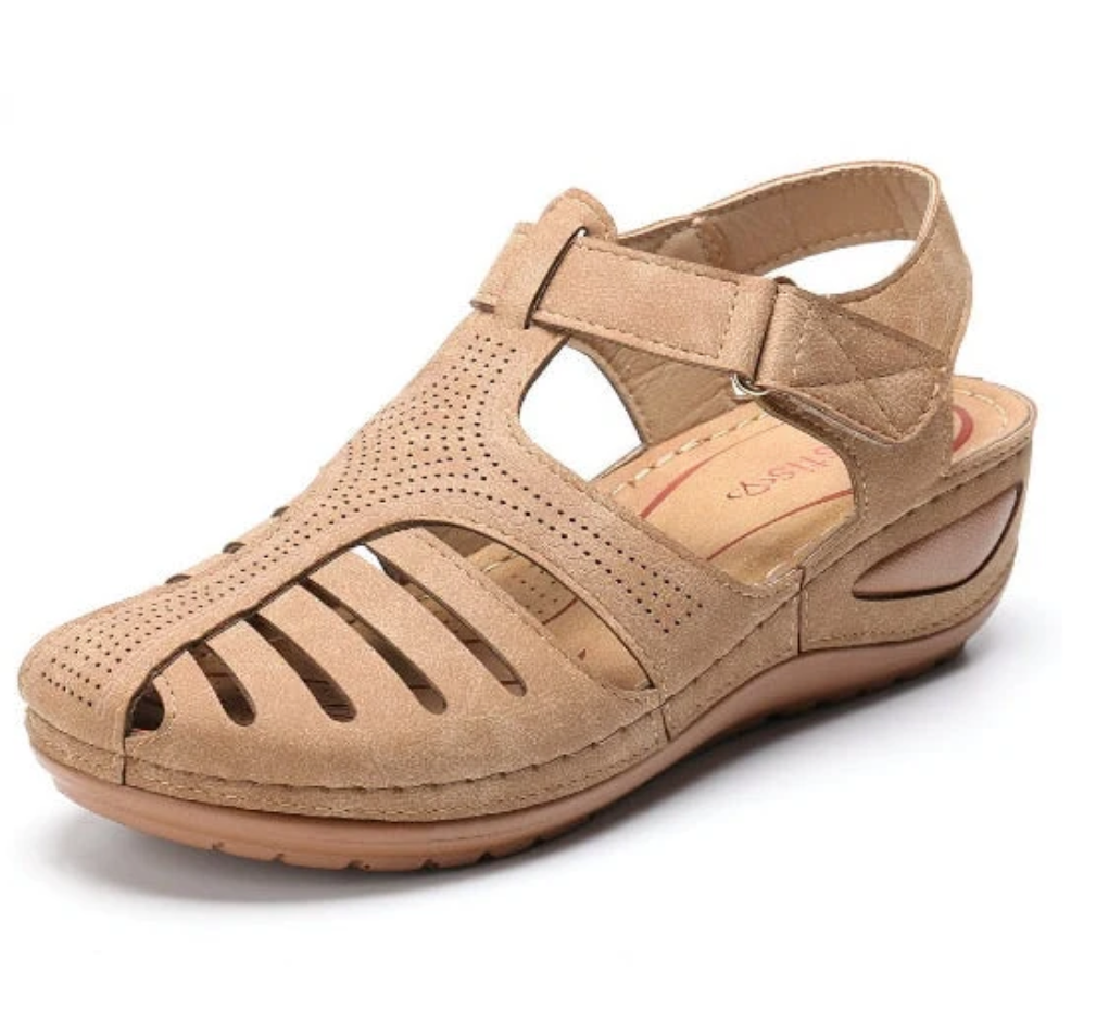 Sandales orthopédiques rétro en cuir avec soutien réglable pour les orteils