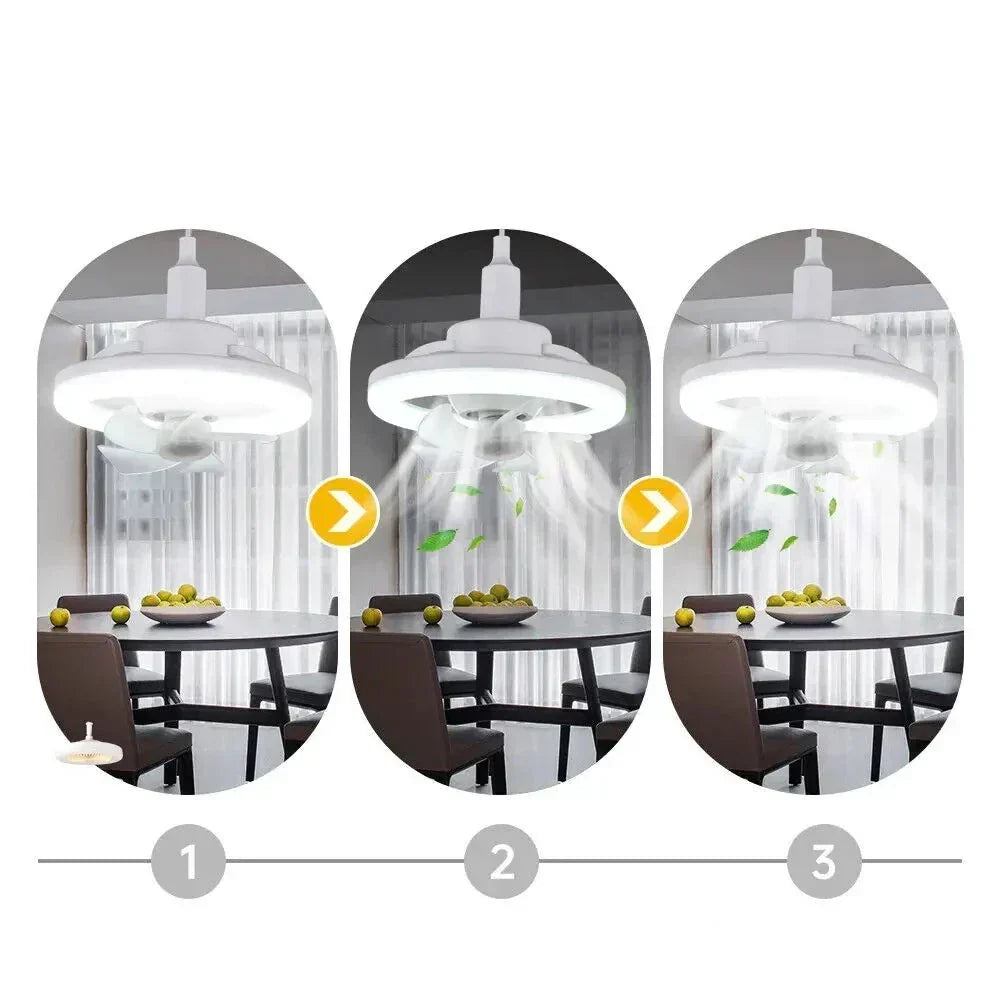 Adjustable E27 Ceiling Fan Light with Remote Control and LED Lighting