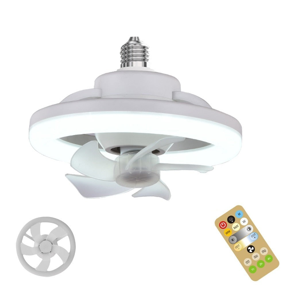 Adjustable E27 Ceiling Fan Light with Remote Control and LED Lighting