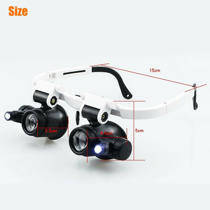 Adjustable Headband Magnifier with LED Light and 8 Lenses