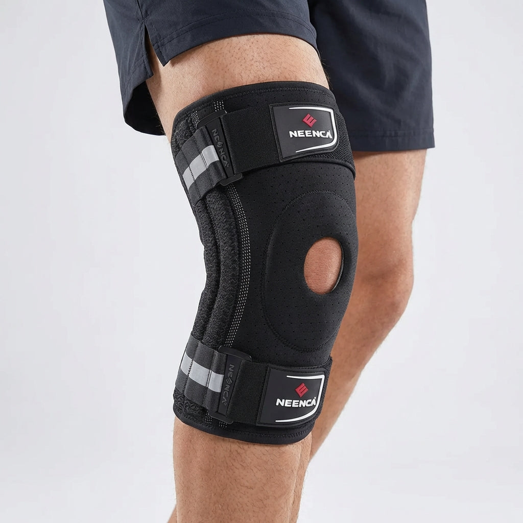 Adjustable Hinged Knee Support with Dual Side Stabilizers