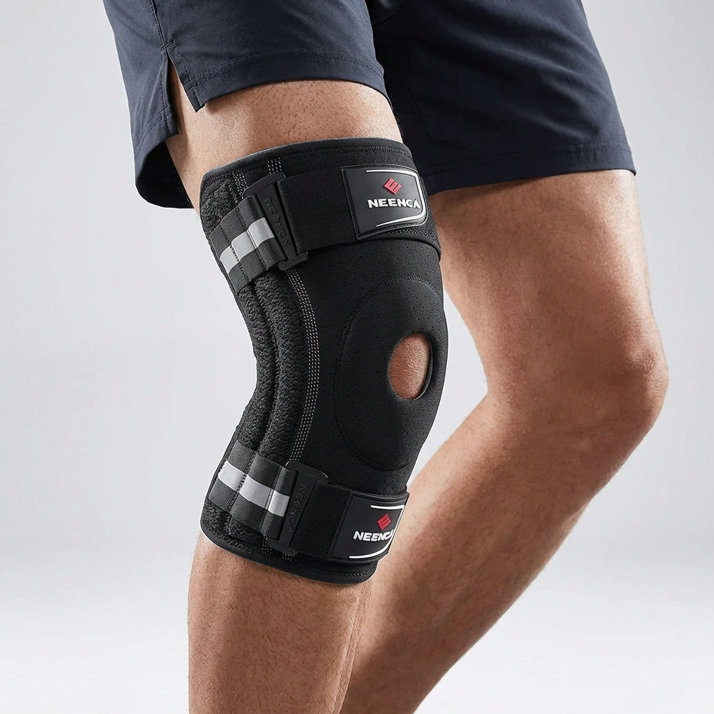 Adjustable Hinged Knee Support with Dual Side Stabilizers