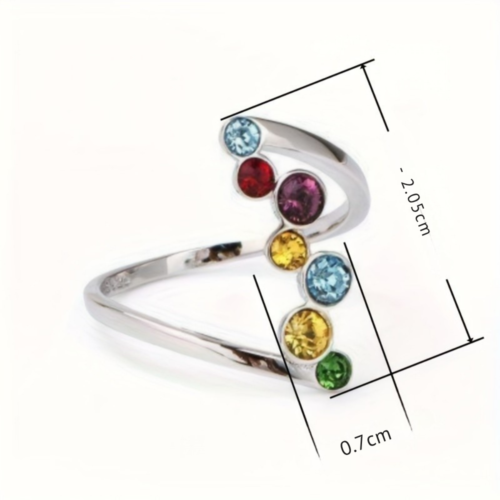 Verstellbarer Ring in Silberoptik mit mehrfarbigem Geburtsstein