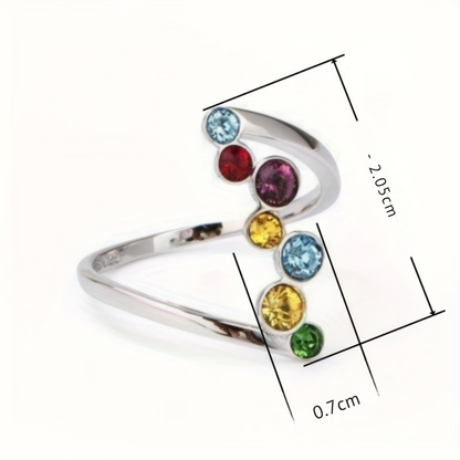 Verstellbarer Ring in Silberoptik mit mehrfarbigem Geburtsstein