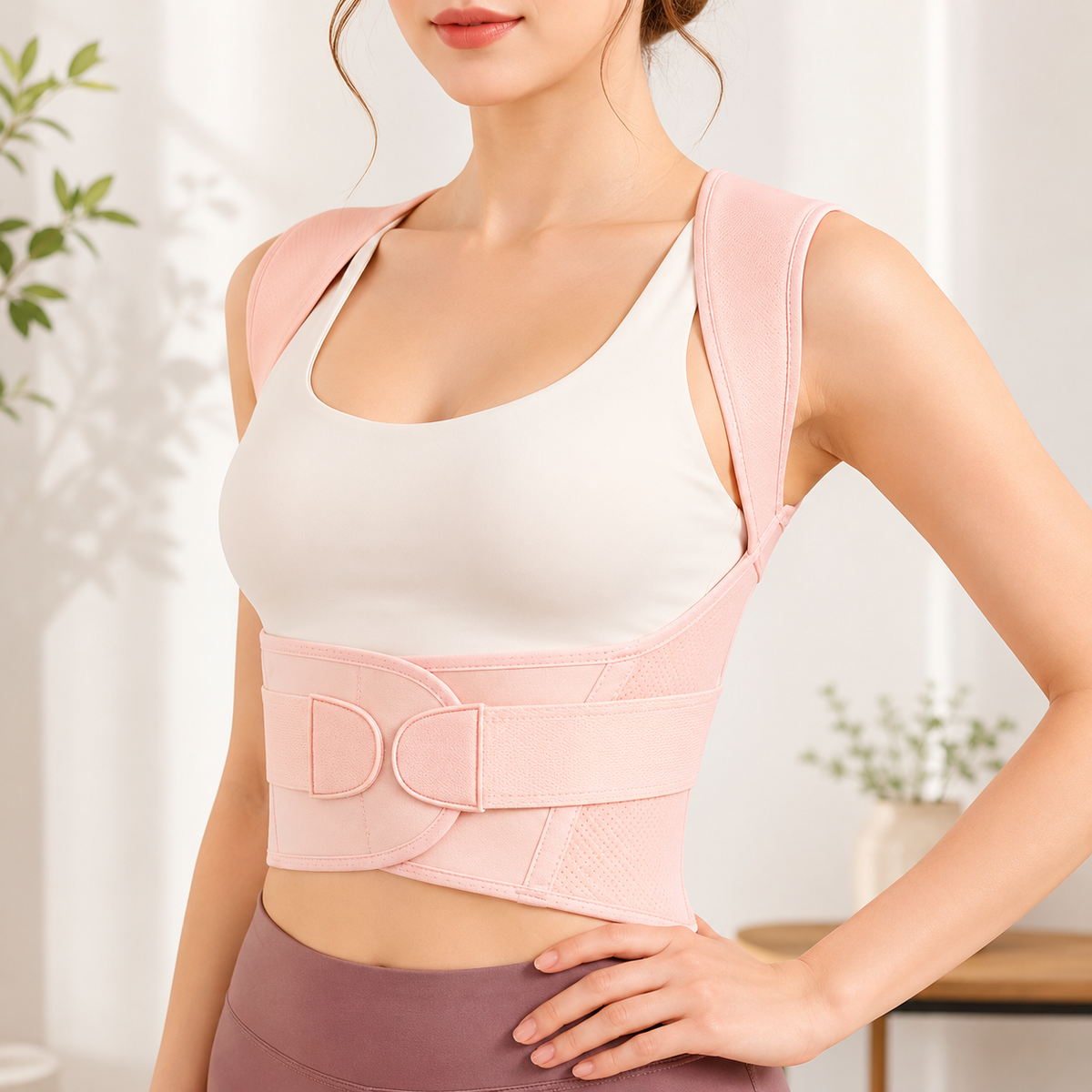 Adjustable Posture Support Brace with Breathable Polyester Design