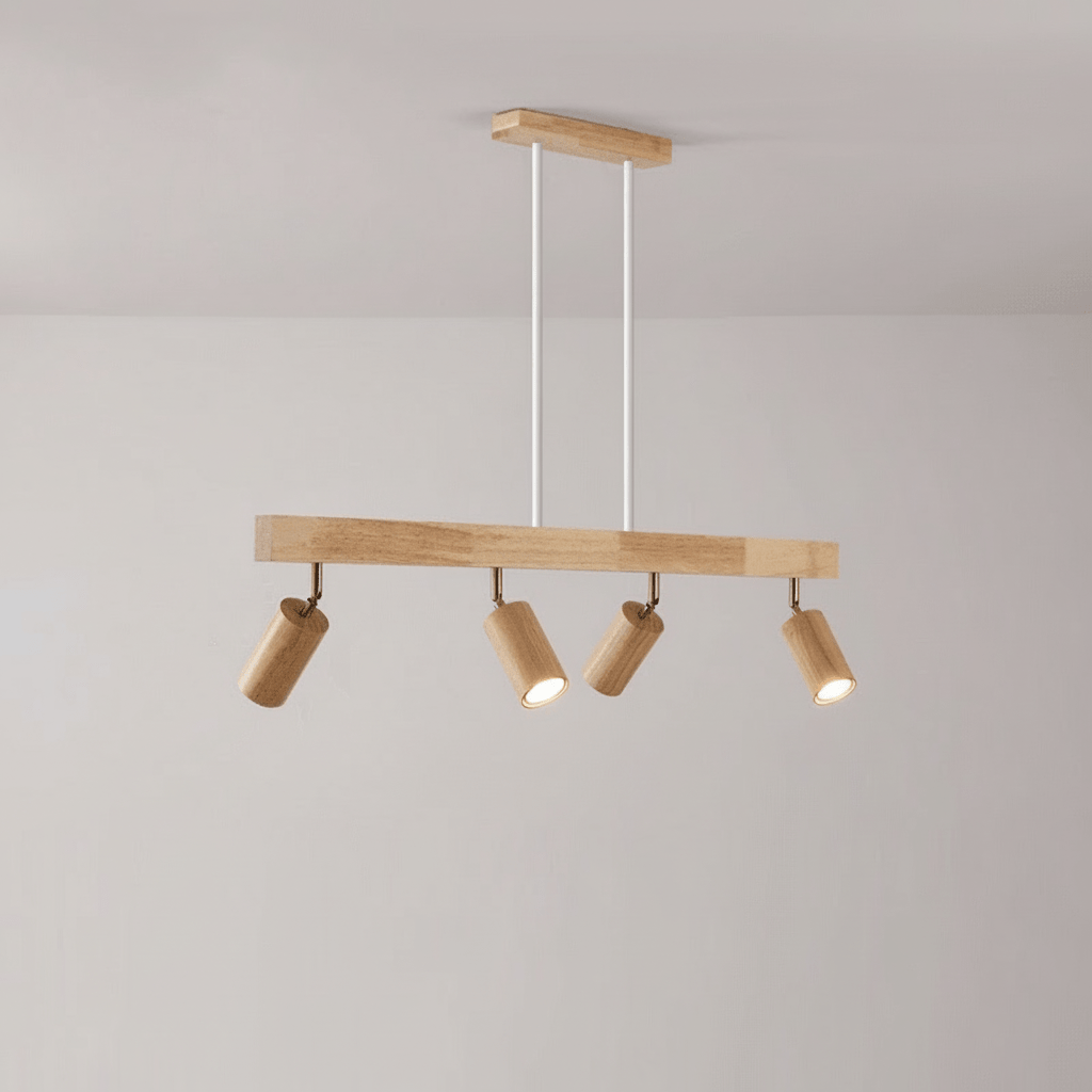 Adjustable Solid Wood LED Ceiling Light with E27 Bulb Compatibility