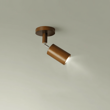 Adjustable Solid Wood LED Ceiling Light with E27 Bulb Compatibility