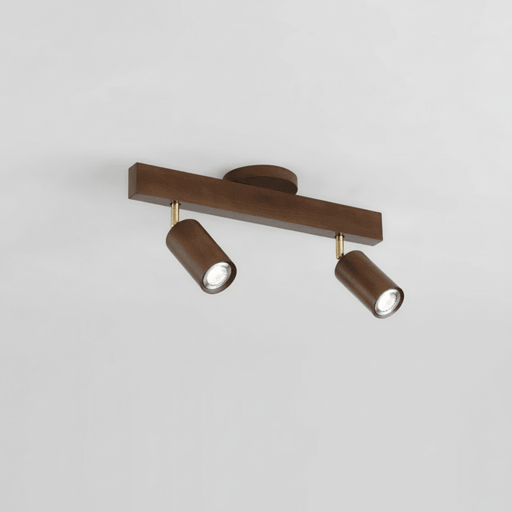 Adjustable Solid Wood LED Ceiling Light with E27 Bulb Compatibility