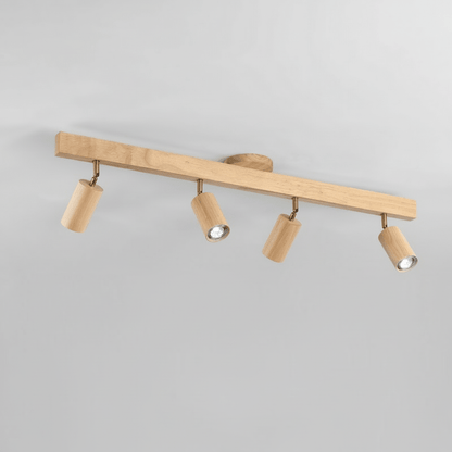 Adjustable Solid Wood LED Ceiling Light with E27 Bulb Compatibility
