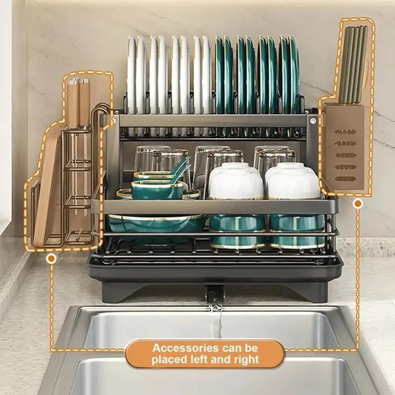 Adjustable Stainless Steel Dish Drying Rack Space Saving Kitchen Drainer