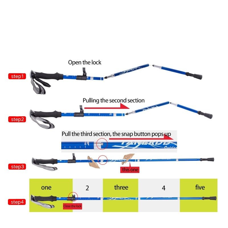 Adjustable Telescopic Hiking Poles Lightweight Durable Trekking Sticks