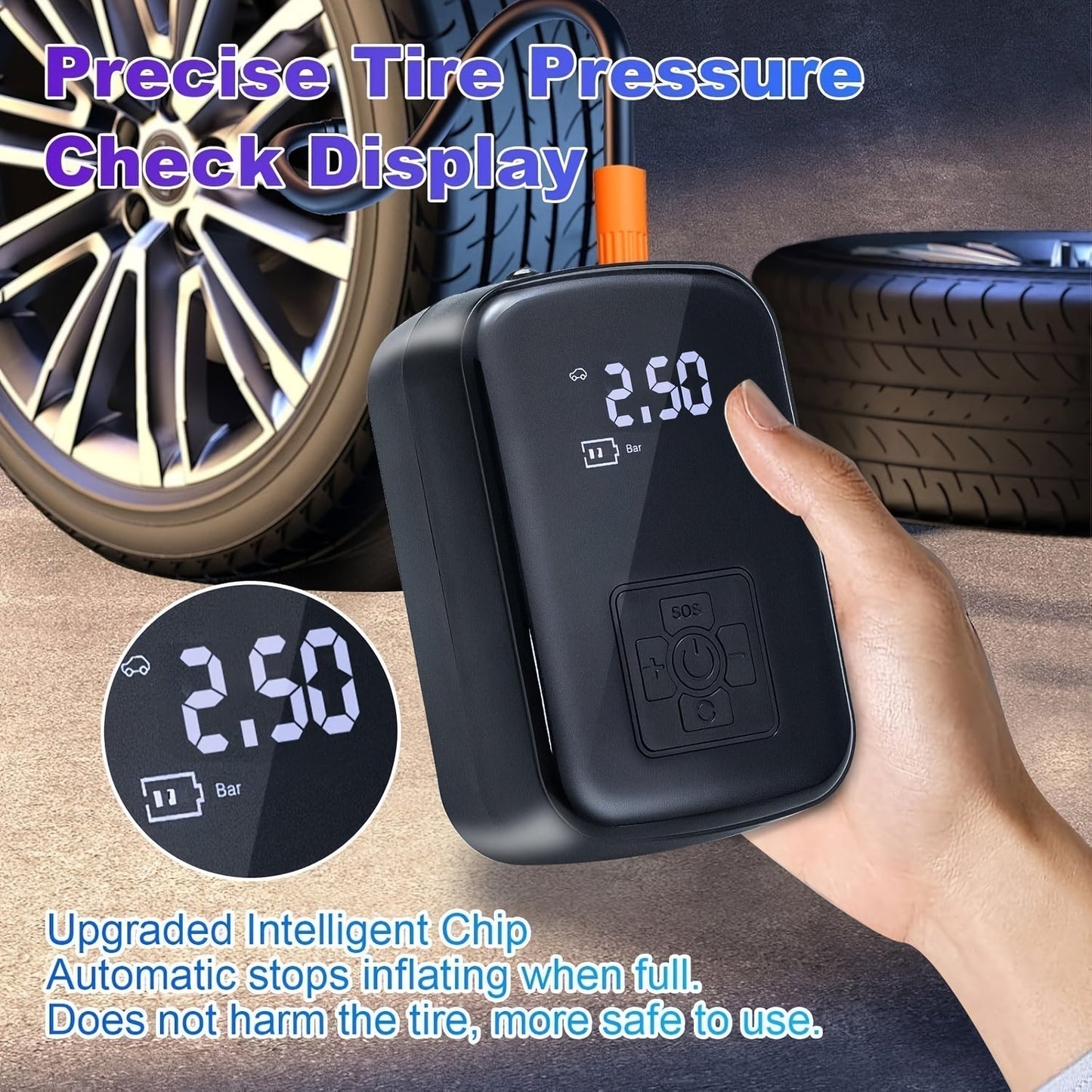 AirPump Pro Portable Air Compressor with Digital Display and LED Light