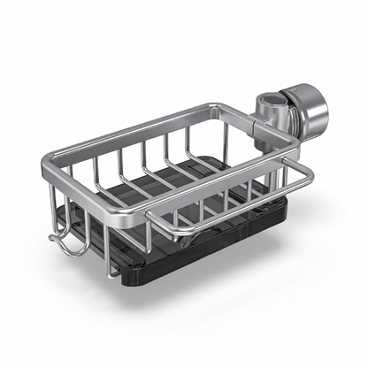 Organizer für die Küchenspüle, Aufbewahrungskorb aus Aluminium, schnell ablaufend, Schwammhalter