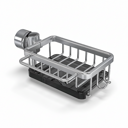 Organizer für die Küchenspüle, Aufbewahrungskorb aus Aluminium, schnell ablaufend, Schwammhalter