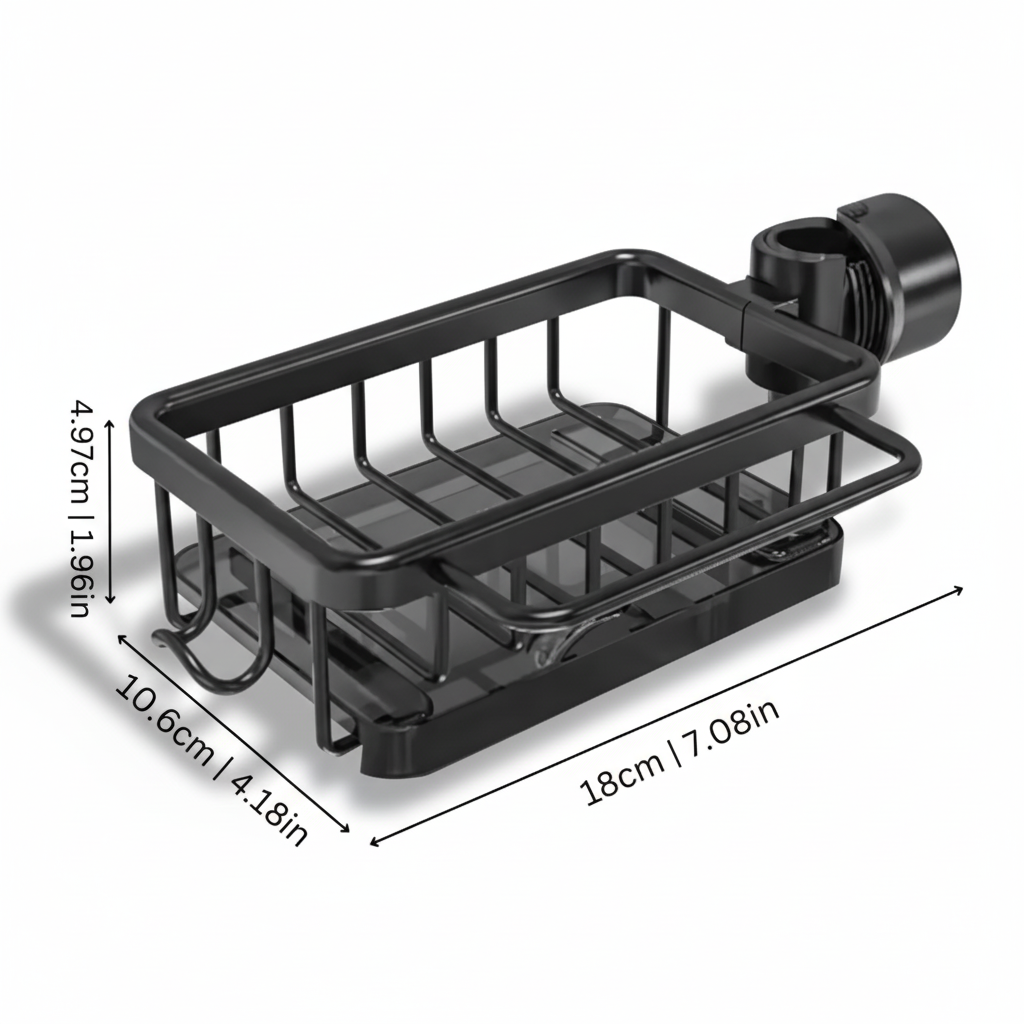Organizer für die Küchenspüle, Aufbewahrungskorb aus Aluminium, schnell ablaufend, Schwammhalter