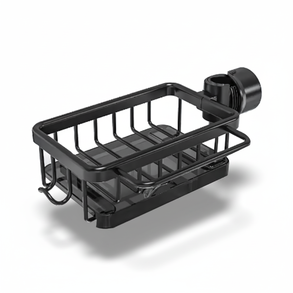 Organizer für die Küchenspüle, Aufbewahrungskorb aus Aluminium, schnell ablaufend, Schwammhalter