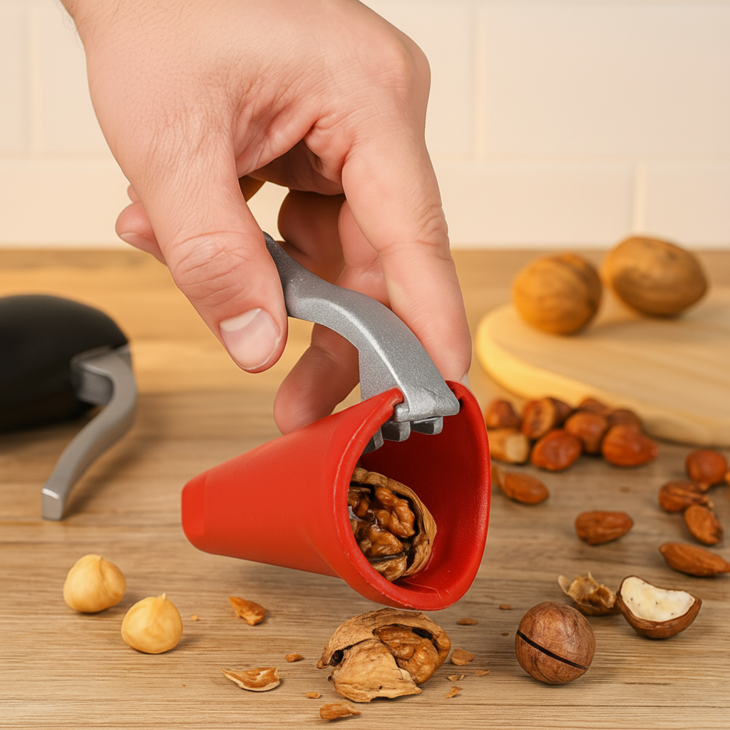Cascador de nueces de aluminio, herramienta manual, abre fácilmente la cáscara de las nueces