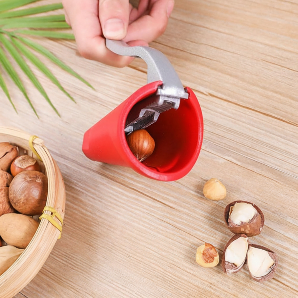 Cascador de nueces de aluminio, herramienta manual, abre fácilmente la cáscara de las nueces
