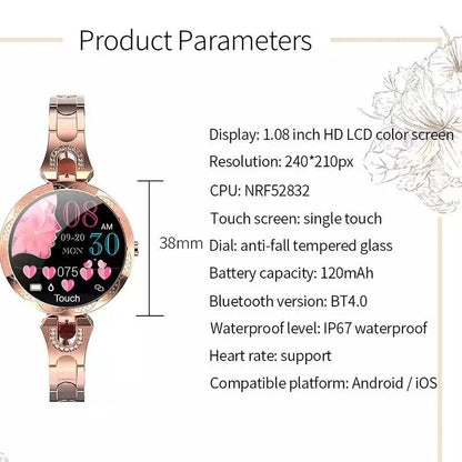 AquaFit Women's Waterproof Fitness Smartwatch